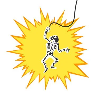Skeleton electric shock by high voltage or lighting electrocuted caution Stock-Illustration