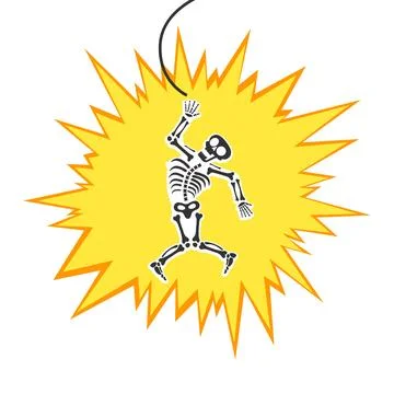 Skeleton electric shock by high voltage or lighting electrocuted caution Illustrazione stock