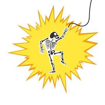 Skeleton electric shock by high voltage or lighting electrocuted caution Stock Illustration