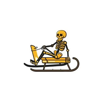 Skeleton enjoying winter sledding down a snowy hill embracing the thrill of.. Stock Illustration