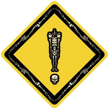 Skeleton exclamation mark in rhombus Stock Illustration
