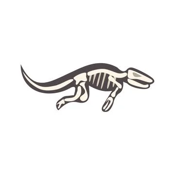 Skeleton of extinct reptile running on white background Stock Illustration
