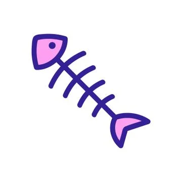 Skeleton fish icon vector. Isolated contour symbol illustration Stock Illustration