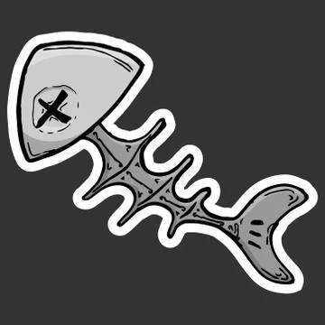 Skeleton from the fish. Vector of a fish skeleton. Hand drawn doodle bones of Stock Illustration