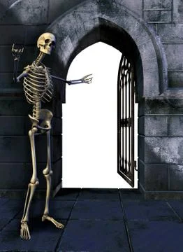 Skeleton with Gate Stock-Illustration
