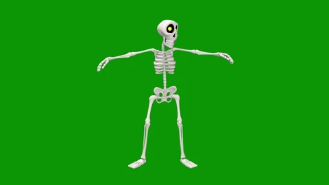 Skeleton green screen standing in front walking running dancing green screen Stock Footage 314068279