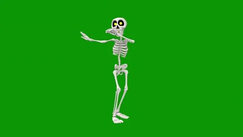 Skeleton green screen standing running animated chromakey expression emotion Stockbeeldmateriaal 314068274