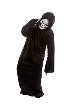 Skeleton Grim Reaper Acting Like Getting Hit Stock Photos