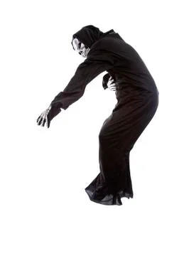 Skeleton Grim Reaper Acting Like Getting Hit Stock Photos