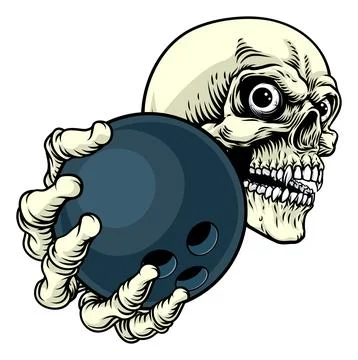 Skeleton Grim Reaper Death Bowling Team Mascot Illustrazione stock