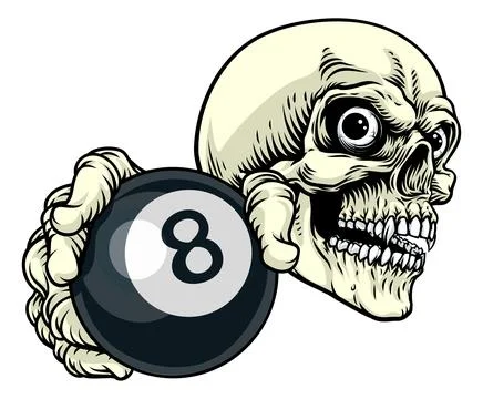 Skeleton Grim Reaper Death Pool Ball Team Mascot Stock Illustration