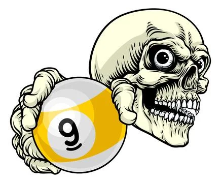 Skeleton Grim Reaper Death Pool Ball Team Mascot Stock Illustration