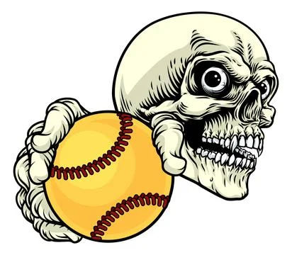 Skeleton Grim Reaper Death Softball Team Mascot Stock Illustration
