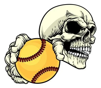 Skeleton Grim Reaper Death Softball Team Mascot Stock Illustration