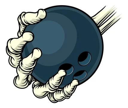 Skeleton Grim Reaper Hand Bowling Team Mascot Stock Illustration
