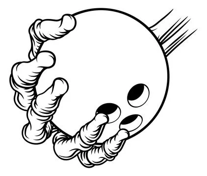 Skeleton Grim Reaper Hand Bowling Team Mascot Illustrazione stock