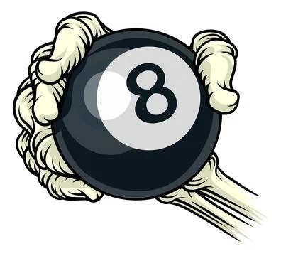 Skeleton Grim Reaper Hand Pool Ball Team Mascot Stock Illustration
