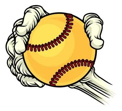 Skeleton Grim Reaper Hand Softball Team Mascot Stock Illustration