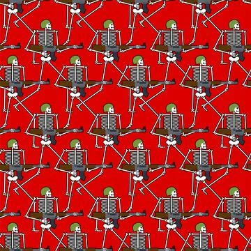 Skeleton with gun Pattern seamless. Deadly Soldier Background. Vector texture Illustrazione stock