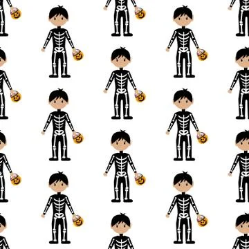 Skeleton halloween costume pattern Illustrazione stock