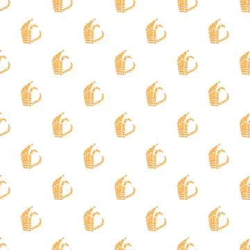 Skeleton hand creating ok gesture seamless pattern イラスト素材