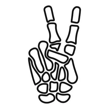 Skeleton hand making peace sign gesture Stock Illustration