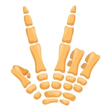 Skeleton hand making rock and roll gesture, phalanges showing rock sign Stock Illustration