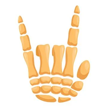 Skeleton hand making rock and roll gesture on white background Stock Illustration