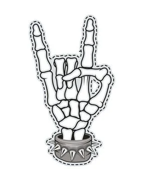 Skeleton hand patch Stock Illustration