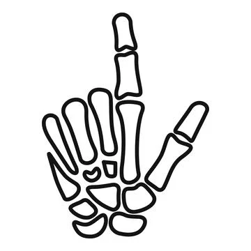Skeleton hand pointing finger outline halloween concept Stock Illustration