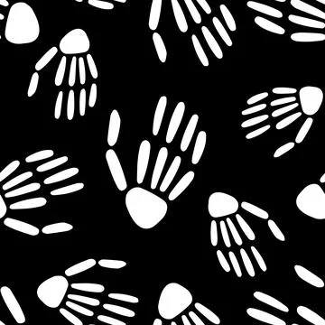 Skeleton hand seamless pattern. bones pattern. Design for Halloween and day of Stock Illustration