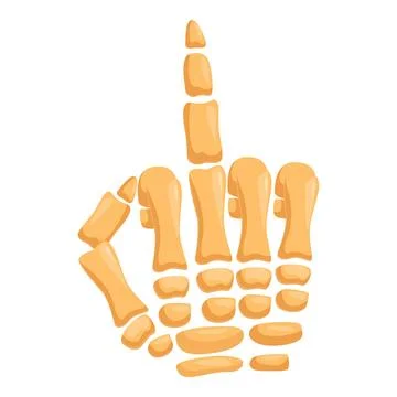 Skeleton hand showing middle finger gesture on white background Stock Illustration