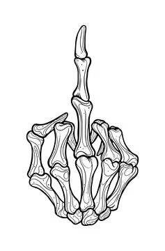 Skeleton hand shows middle finger Stock Illustration