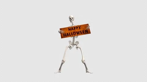 Skeleton Happy Halloween – 3d render looped with alpha channel. Stock Footage 281052756