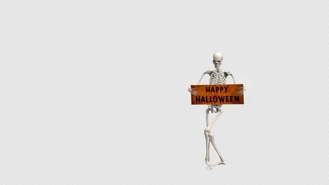 Skeleton Happy Halloween Pack – 3d render with alpha channel. Stock Footage 281224568