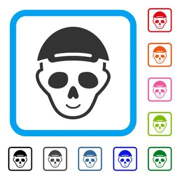 Skeleton Head Framed Positive Icon Illustration