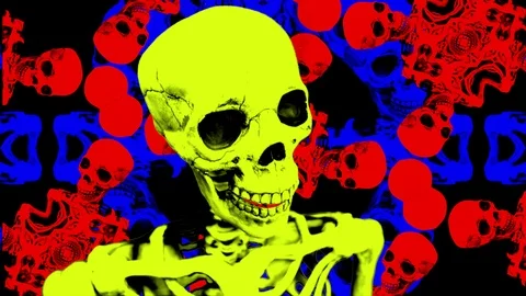 Skeleton Headbang Colors Loop Video stock 105211525