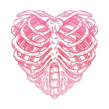 Skeleton heart shape Stock Illustration