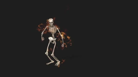 Skeleton Hip Hop Dance In Flames Alpha C Stock Video Pond