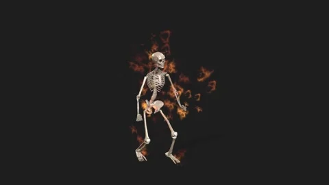 Skeleton Hip Hop Dance In Flames Alpha C Stock Video Pond