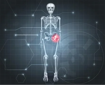 Skeleton with Hip joint pain Illustrazione stock