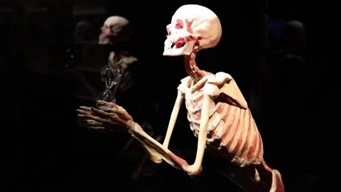 Skeleton with hourglass side view concept Stock Footage 330679813