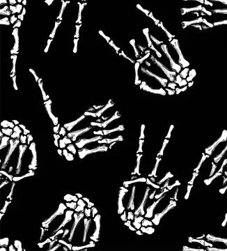 Skeleton of a human hand seamless pattern. Illustrazione stock