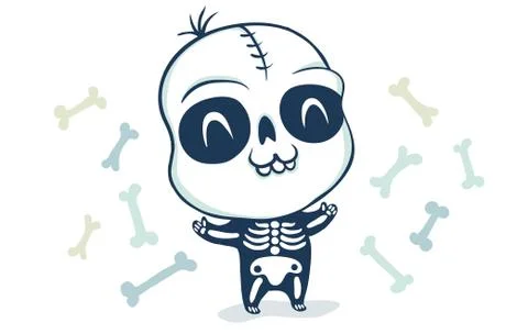 Skeleton in kawaii style Stock Illustration