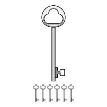 Skeleton key design symbol for cloud computing access イラスト素材