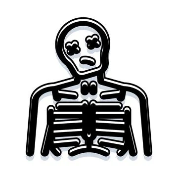 Skeleton looking surprised with simple anatomical outline Stock Illustration