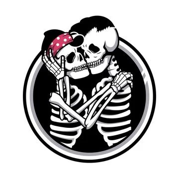 Skeleton in love vector. human skull lovers. romantic Skeleton couples Stock Illustration