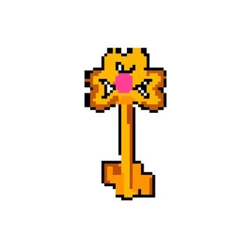 Skeleton magic key pixel art vector illustration Stock Illustration