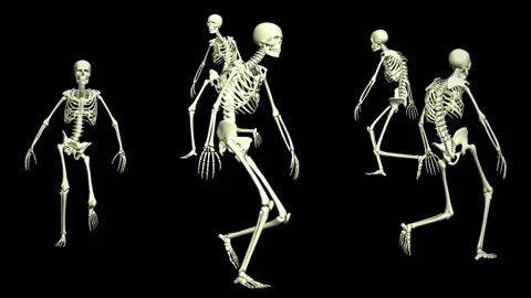 Skeleton marching in a circle Stock Footage 160685218