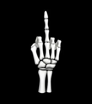 Skeleton middle finger hand gesture, vector sign Stock Illustration